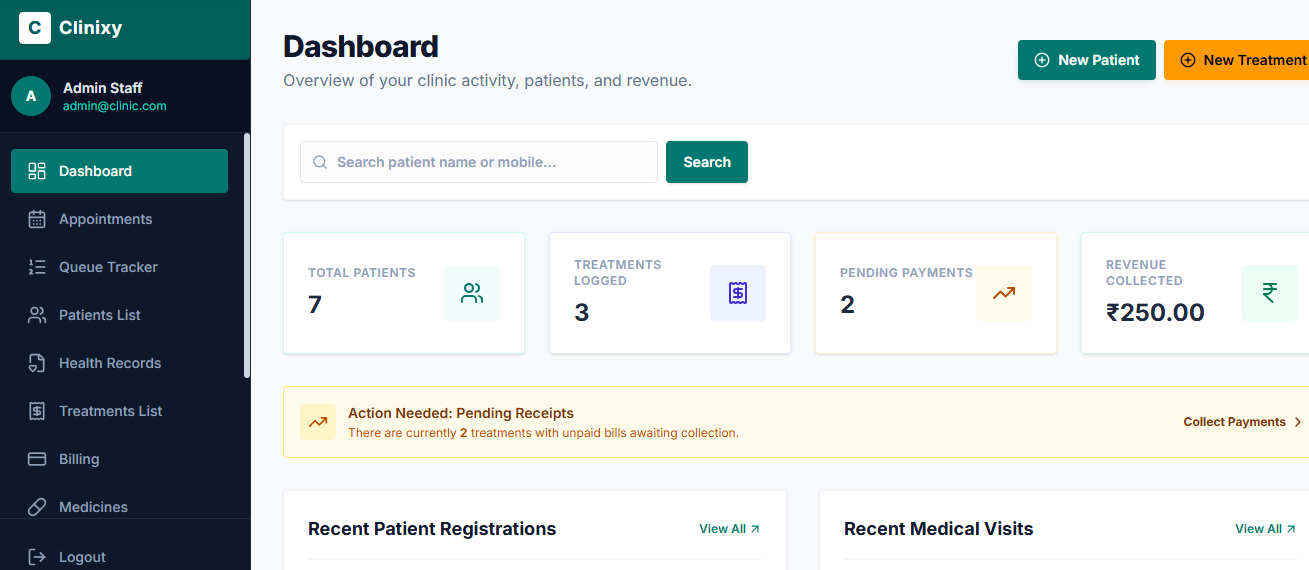 Clinixy - A Clinic Management System