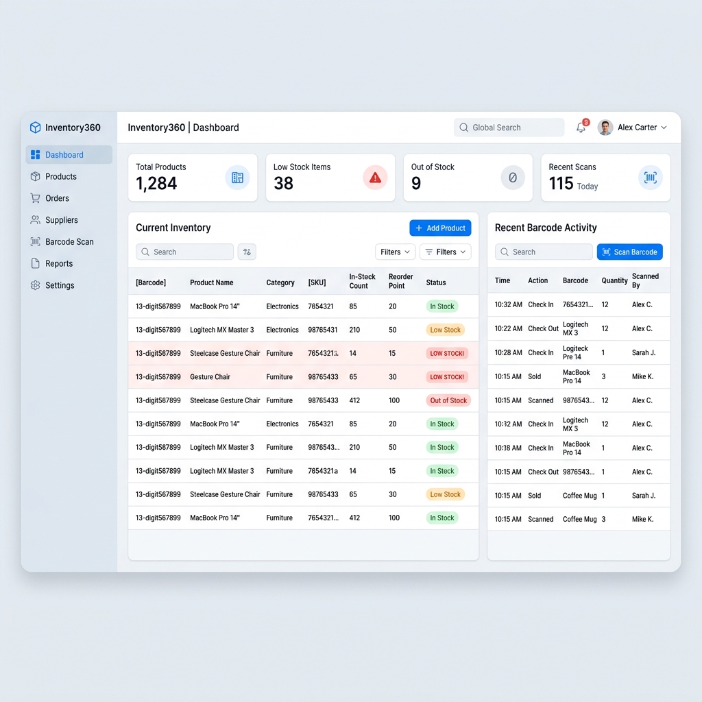 Arnav Softech Inventory Dashboard Mockup